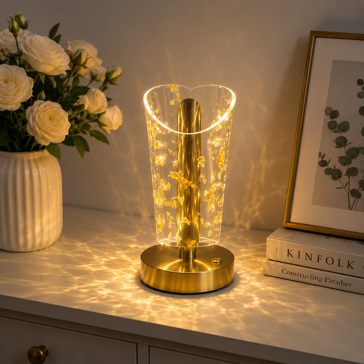 NOLVA Altın Toz Kristal LED Masa Lambası