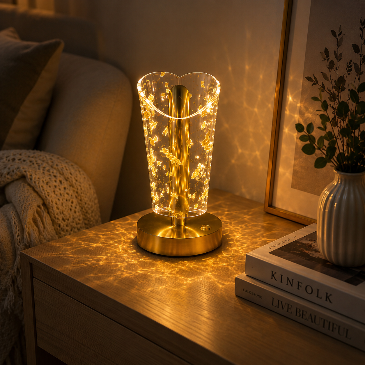 NOLVA Altın Toz Kristal LED Masa Lambası